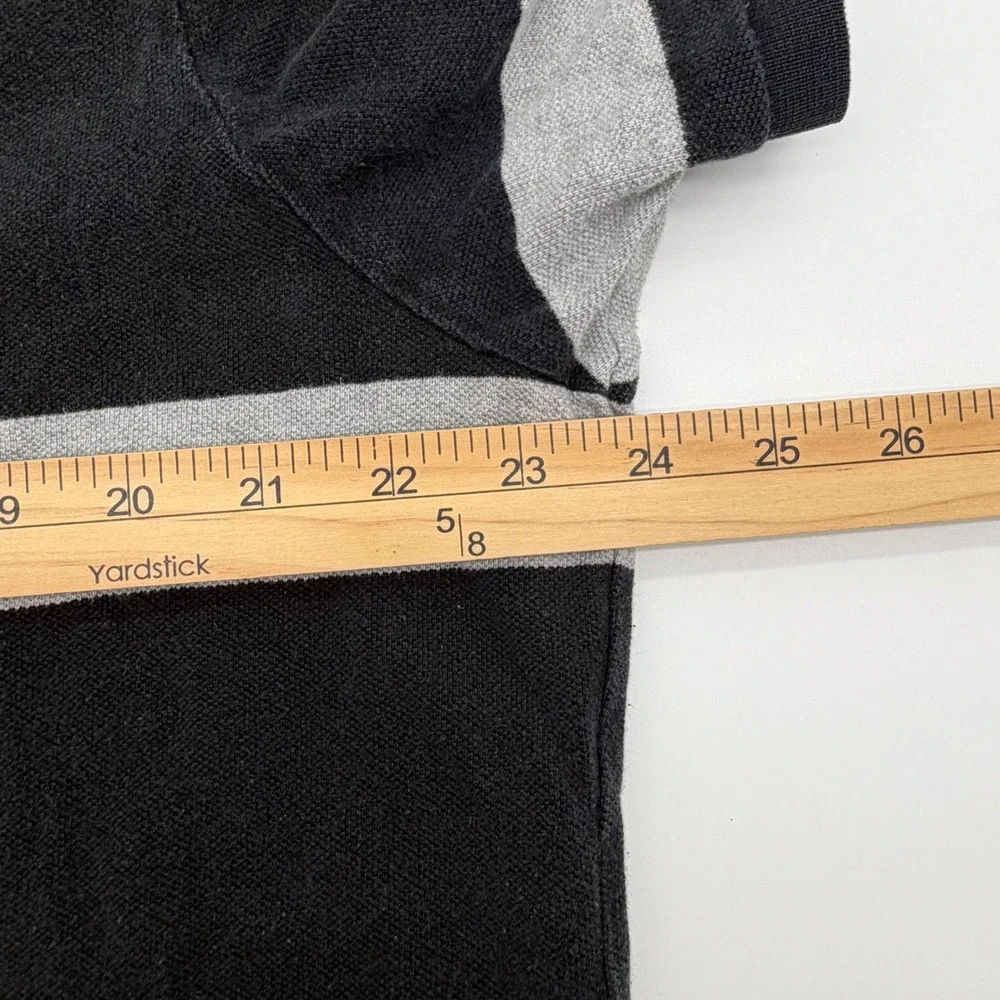 Polo Ralph Lauren Mens XXL‎ Custom Fit Striped Polo Shirt Black Grey Rugby Pony